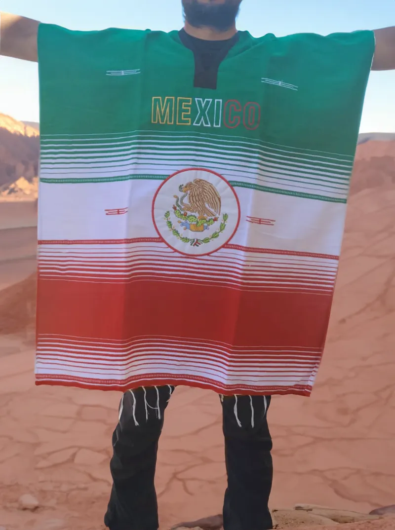 Mexican Flag Poncho | Authentic Mexican Serape Poncho