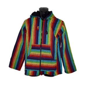 Rainbow Fleeced Zip Poncho