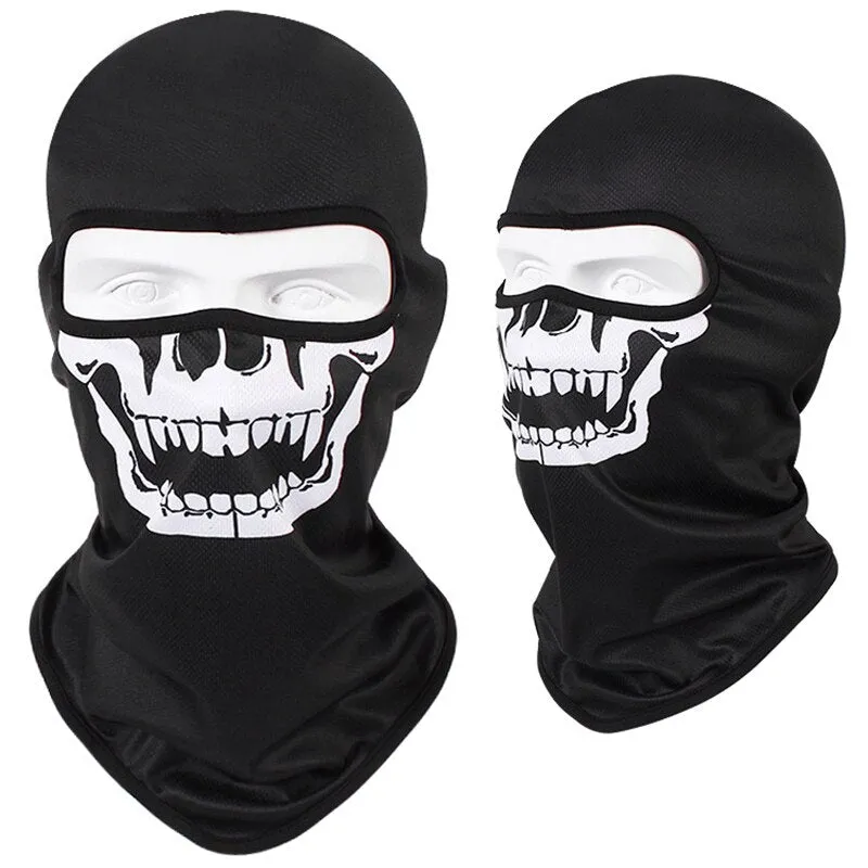 Skull Print Bandana Balaclava Full Face Mask Scarf Outdoor Fishing Hunting Hiking Cycling Neck Gaiter Face Cover Shield