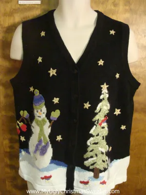 Snowman with Mittens Bad Christmas Sweater Vest