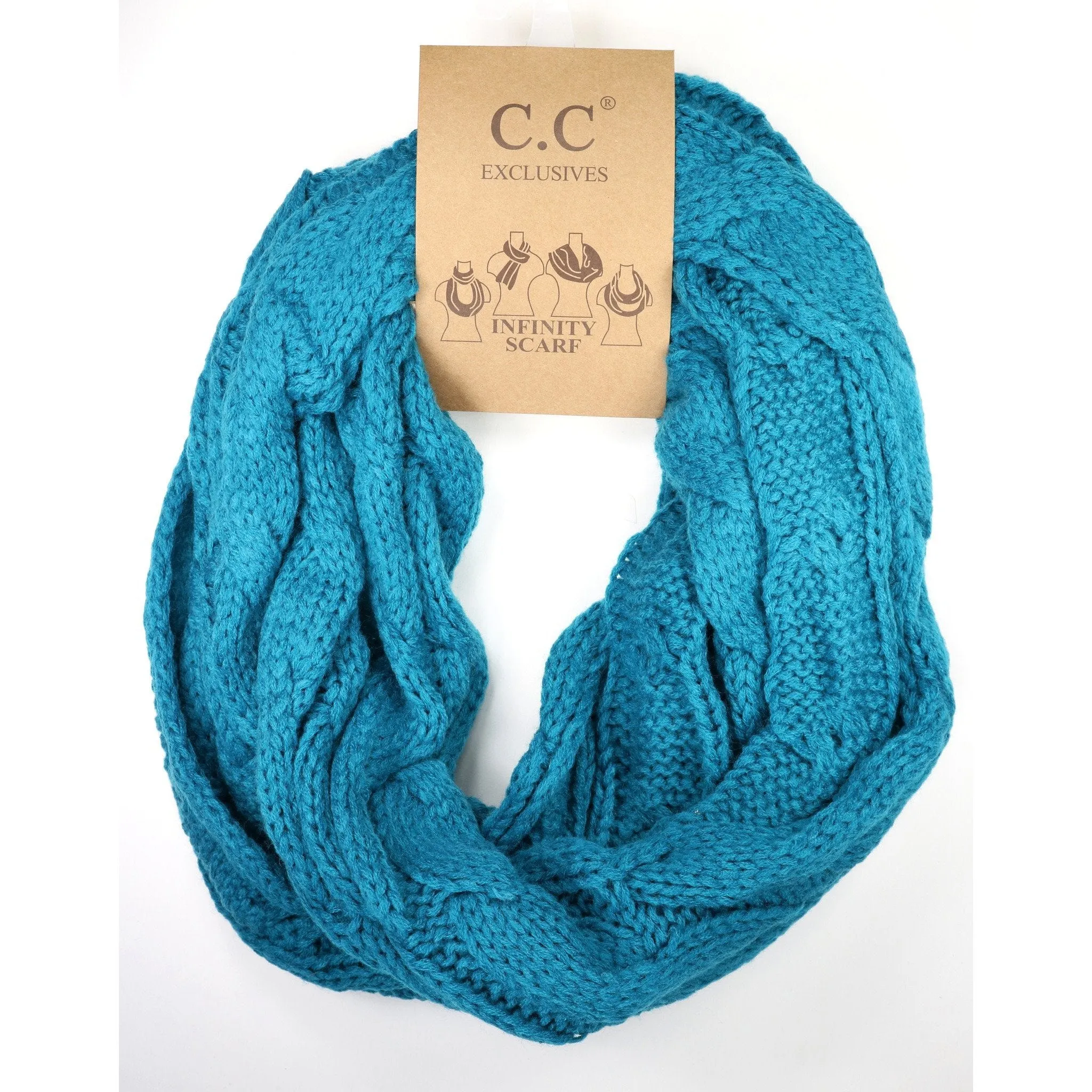 SOLID CABLE KNIT CC INFINITY SCARF