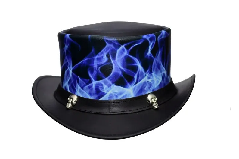 Top Hat Leather Black Top Hat Steampunk Hat Gothic hat Victorian Hat Biker Hat Halloween Hat Halloween Costumes Halloween gifts