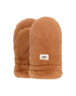 UGG Camel Kids Faux Fur Mittens