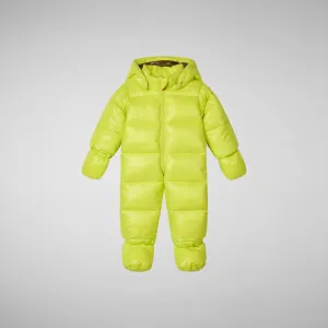 Unisex kids' hooded jumpsuit Shell in lichen green