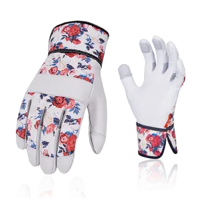 VGO 1/3 Pairs Premium Genuine Goat Leather Puncture Resistant Palm and Fingertips Gardening Gloves For Women(White, GA3561)