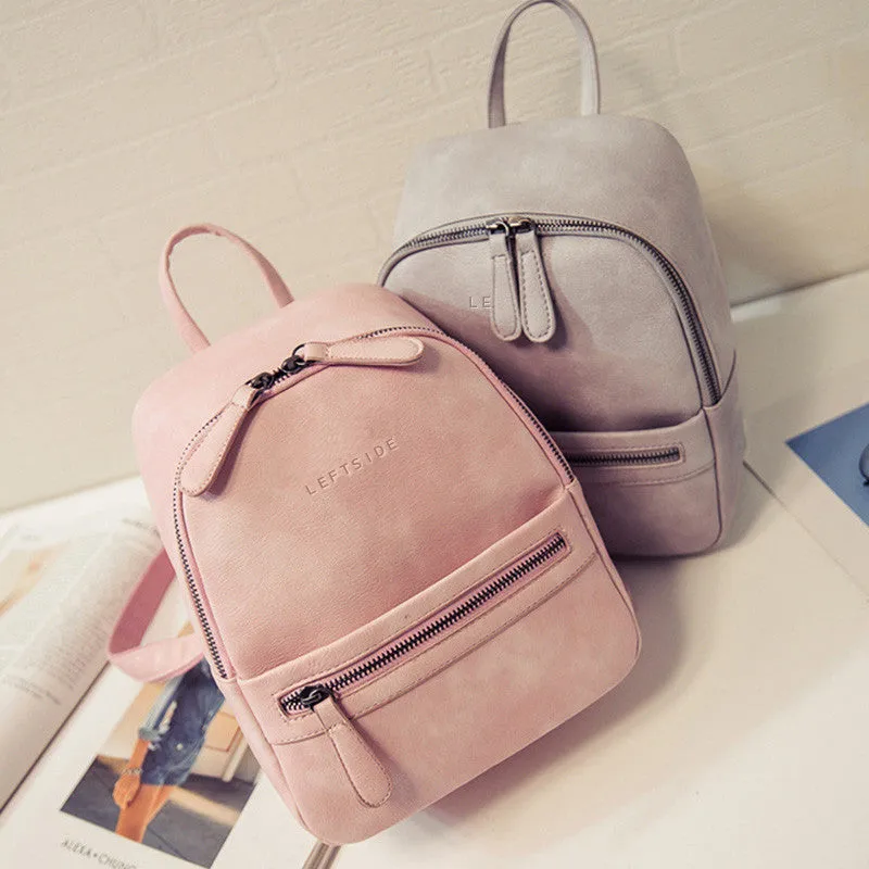 Women Backpack New Fashion Casual PU Leather ladies feminine backpack for teenage girls school bag solid mini Small backpack