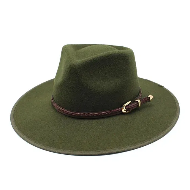 Women Winter Wool Fedora Hat Simple Wide Brim Vintage Felt Jazz Hats