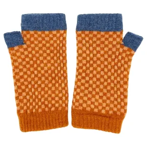 Women's Peach Check Lambswool Wrist Warmers