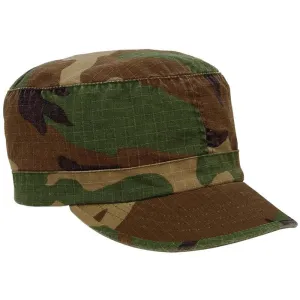 Woodland Camouflage - Womens Vintage Adjustable Fatigue Cap - Cotton Ripstop